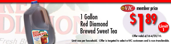Red Diamond Brewed Sweet Tea - 1 Gallon : eVIC Member Price - $1.89 - Limit 1