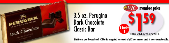 Perugina Dark Chocolate Classic Bar - 3.5 oz : eVIC Member Price - $1.59 ea - Limit 1