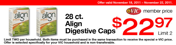 Align Digestive Caps -  28 ct : eVIC Member Price - $22.97 ea - Limit 2